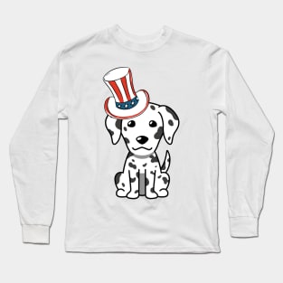 Funny dalmatian dog is wearing uncle sam hat Long Sleeve T-Shirt